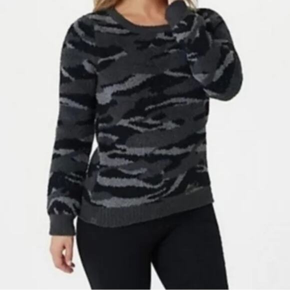Super Soft Charcoal Camo Barefoot Dreams Sweater ZZ - Picture 1 of 10